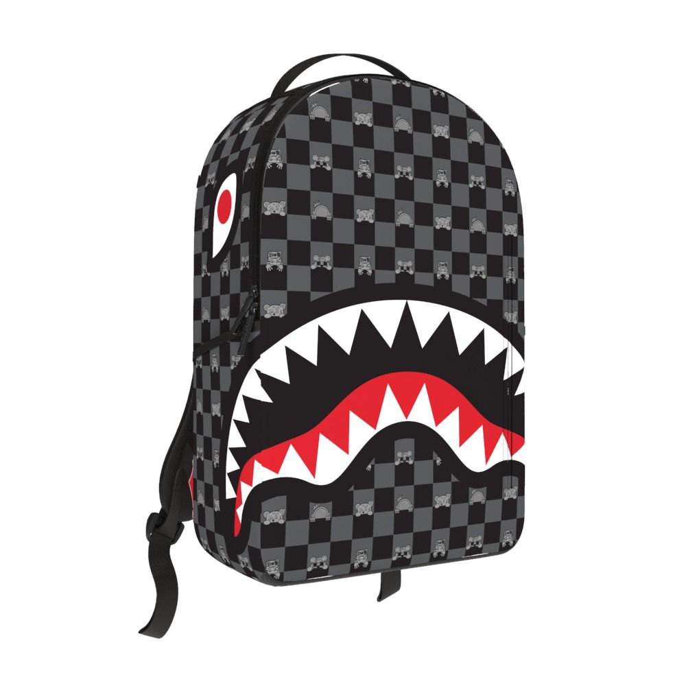 GRAY PEEKING CHARACTER CHECK BACKPACK