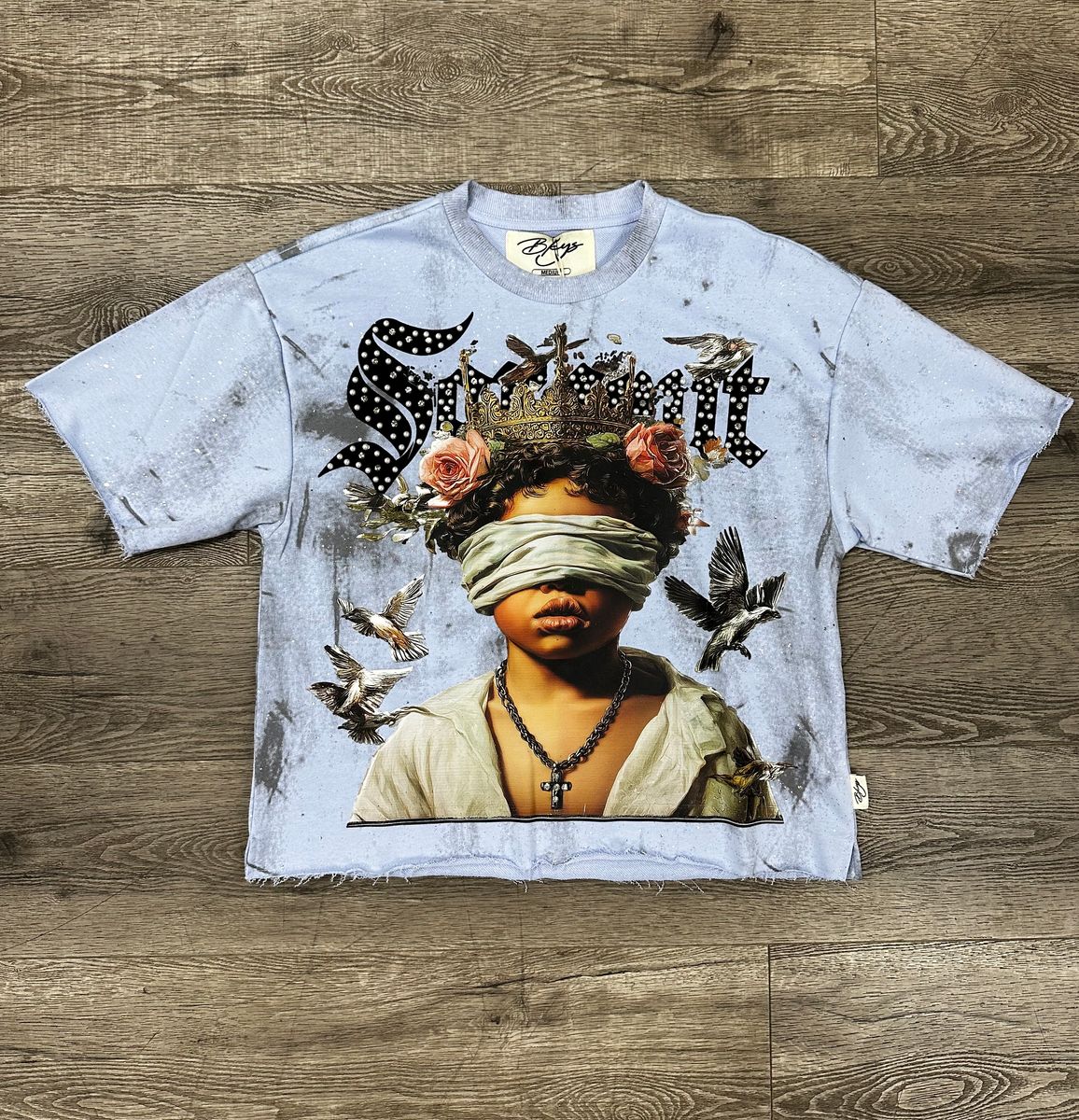 "HEAVEN" F-TERRY CROPPED T-SHIRT