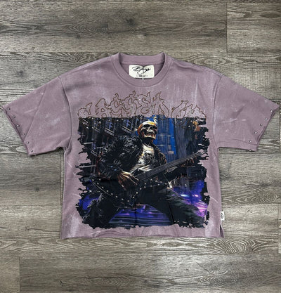 "ROCK MY WORLD" F-TERRY CROPPED T-SHIRT