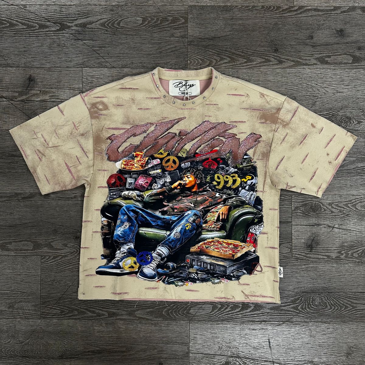 "CHILLIN" DOUBLE SIDE CROPPED T-SHIRT