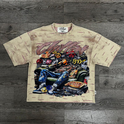 "CHILLIN" DOUBLE SIDE CROPPED T-SHIRT