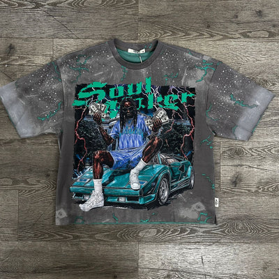 "SOUL MAKER" DOUBLE SIDE CROPPED T-SHIRT