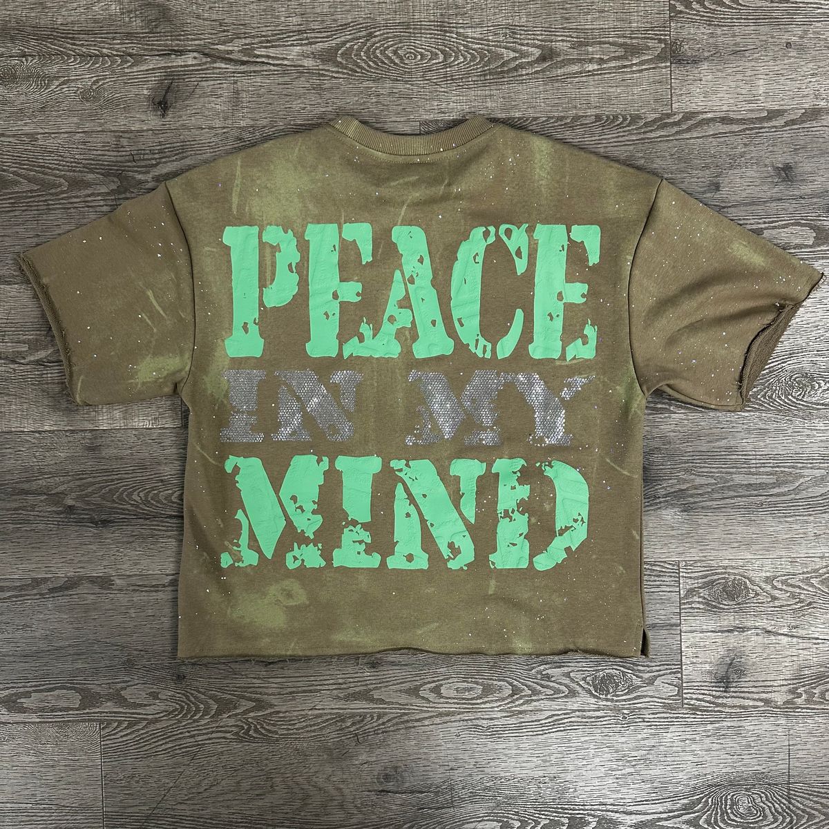 "PEACE" F-TERRY CROPPED T-SHIRT