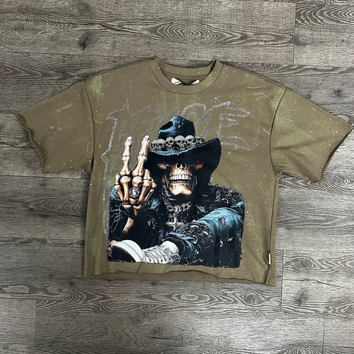 "PEACE" F-TERRY CROPPED T-SHIRT