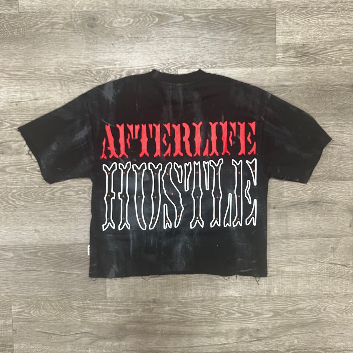 "HUSTLE" F-TERRY CROPPED T-SHIRT
