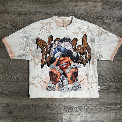 "BLESSED" DOUBLE SIDE CROPPED T-SHIRT