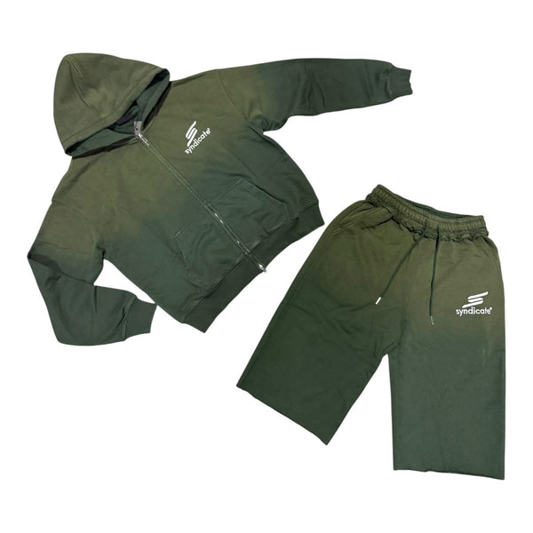 "SYN" 3/4 Olive Short Set