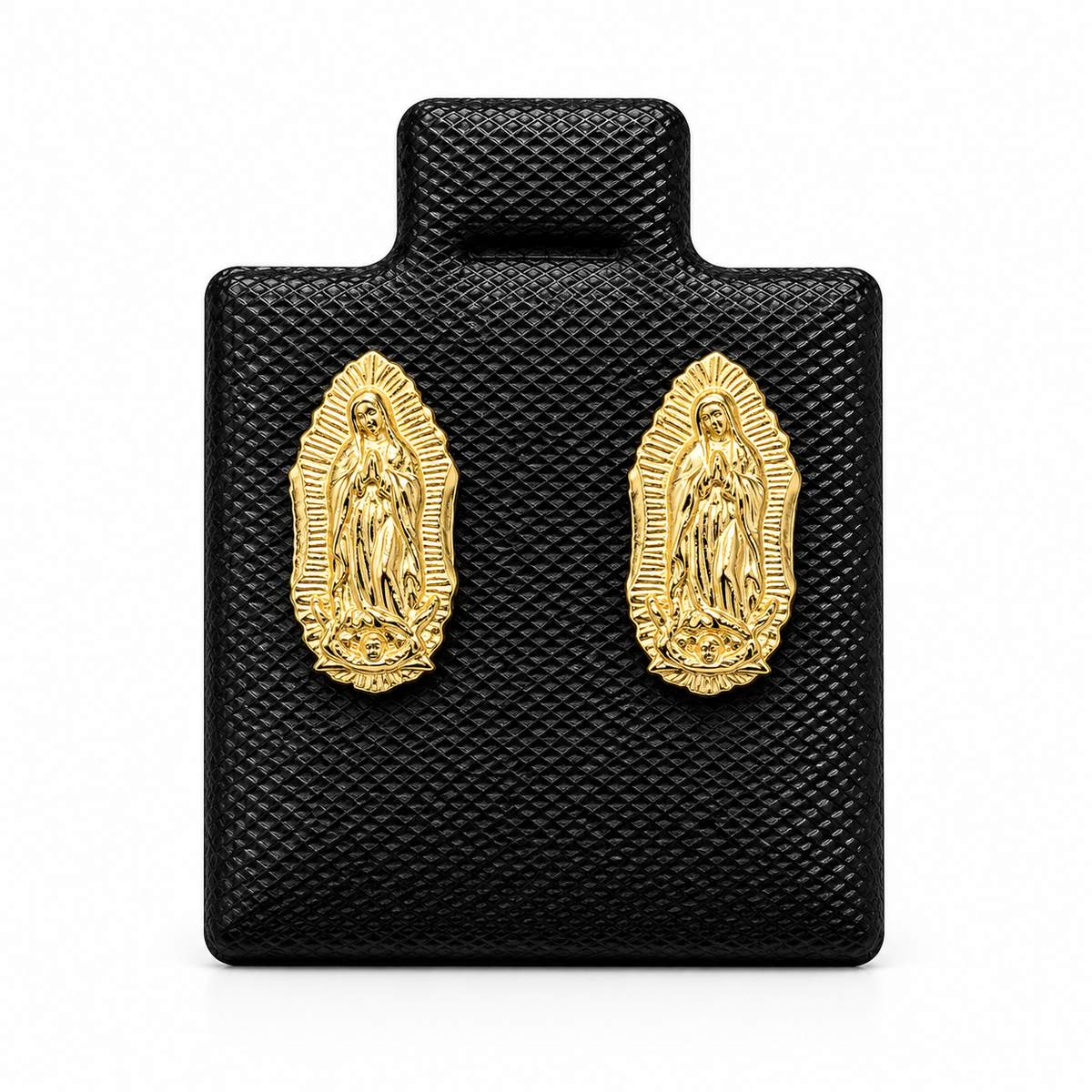 10K Yellow Gold Virgen de Guadalupe Stud Earrings