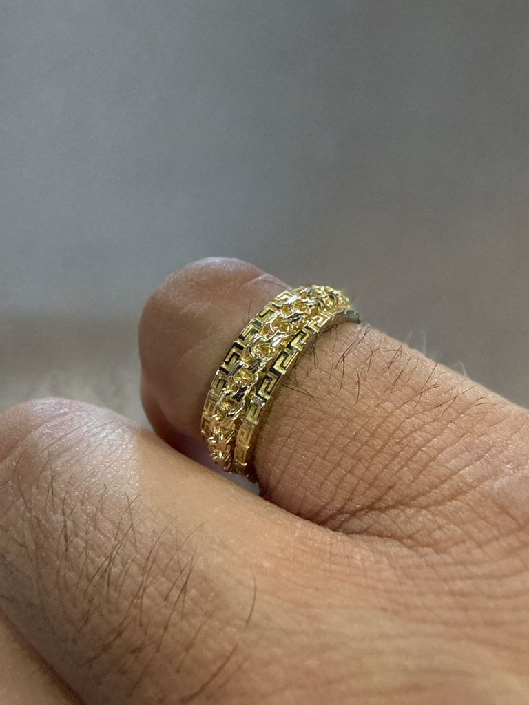 10k Gold Greek Key Spinner Ring-Rotating Center Band