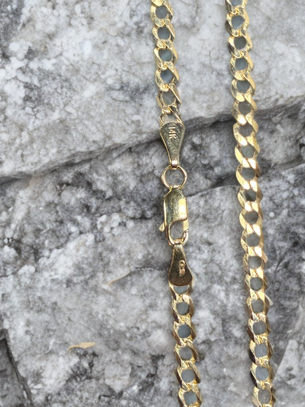 Solid 14k Yellow Gold 4mm Curb Link Chain