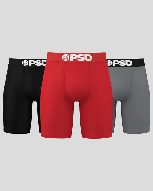 SOLIDS 3 PACK - RED/GRAY/BLACK STANDARD LENGTH - COTTON