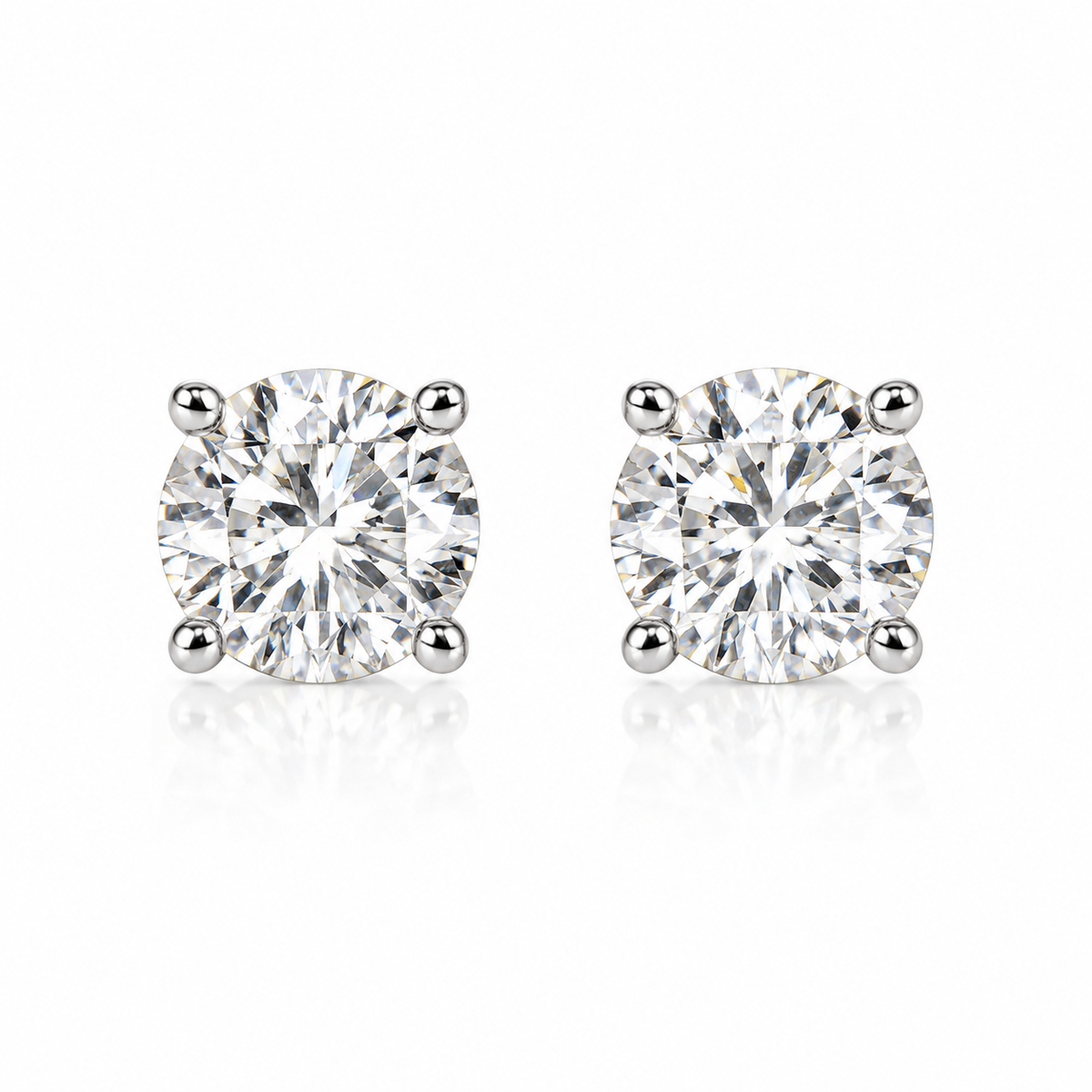 14K Gold 2 CTW Lab-Grown Diamond Solitarie Stud Earrings