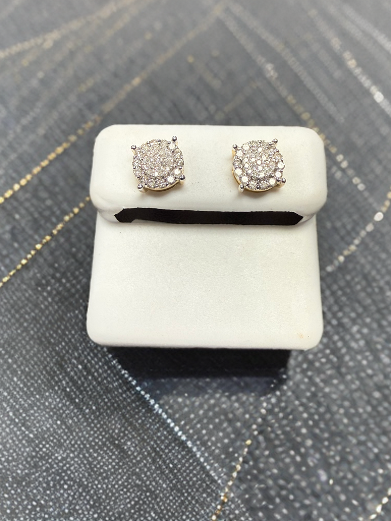 10k Gold Diamond Cluster Stud Earrings