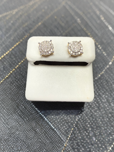 10k Gold Diamond Cluster Stud Earrings
