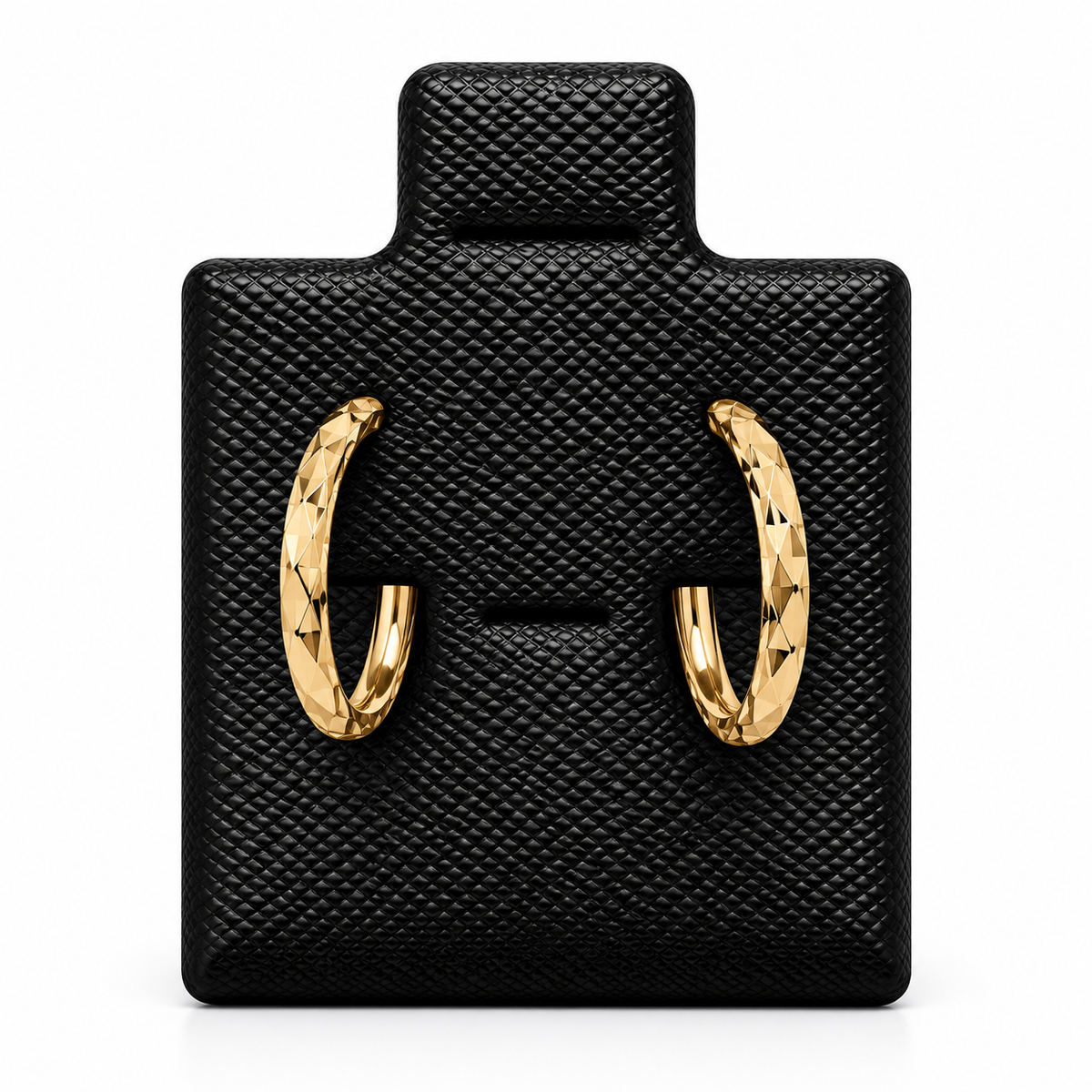 14K Yellow Gold Diamond-Cut Hoop Earrings – 12mm