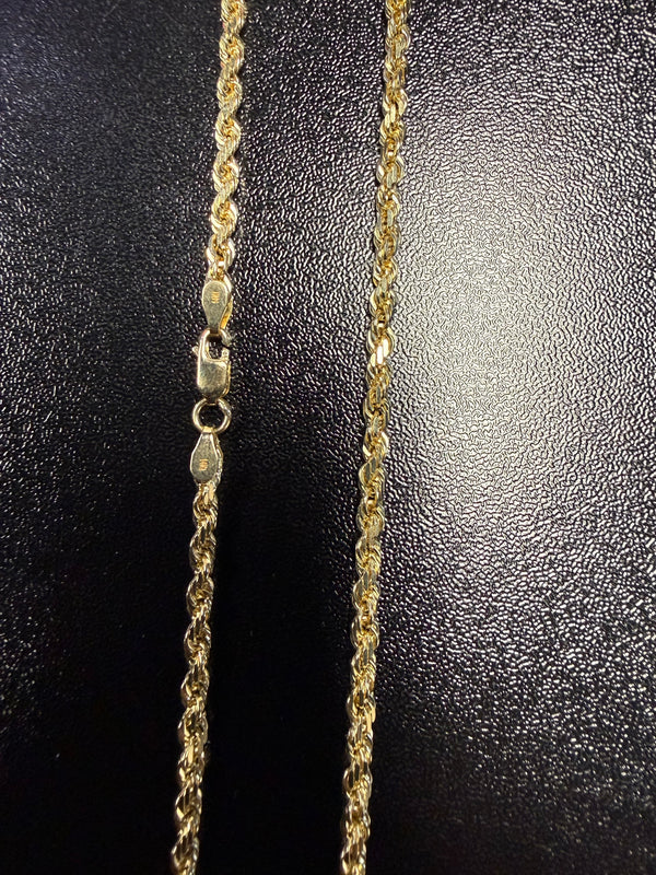 14K Solid Yellow Gold Rope Chain – 3mm | 24”