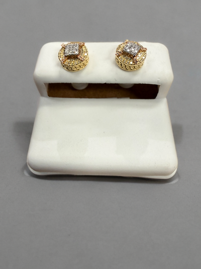 10k Gold Tri Color Diamond Earrings