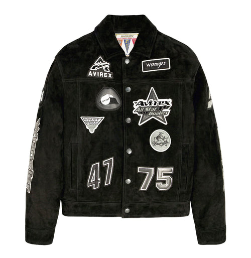 AVIREX X WRANGLER SUEDE TRUCKER JACKET