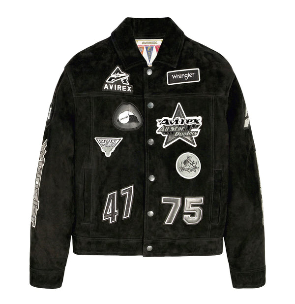 AVIREX X WRANGLER SUEDE TRUCKER JACKET