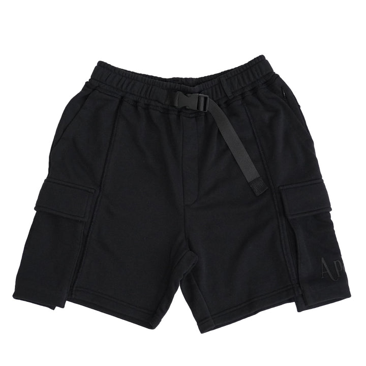 Classic french terry belted cargo short black