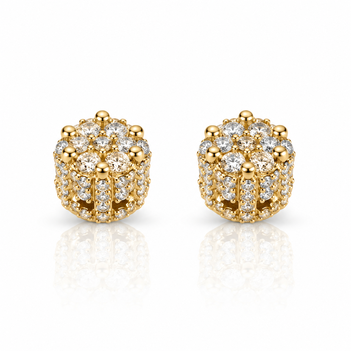 10k Gold 3d Natural Diamond Earrings