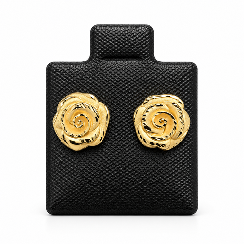 10K Yellow Gold Rose Stud Earrings