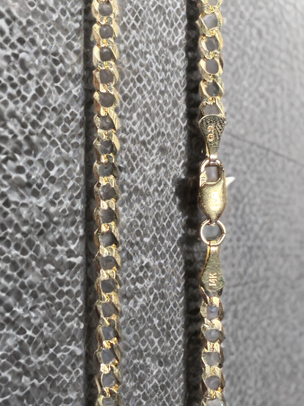 Solid 14k Yellow Gold 4mm Curb Link Chain
