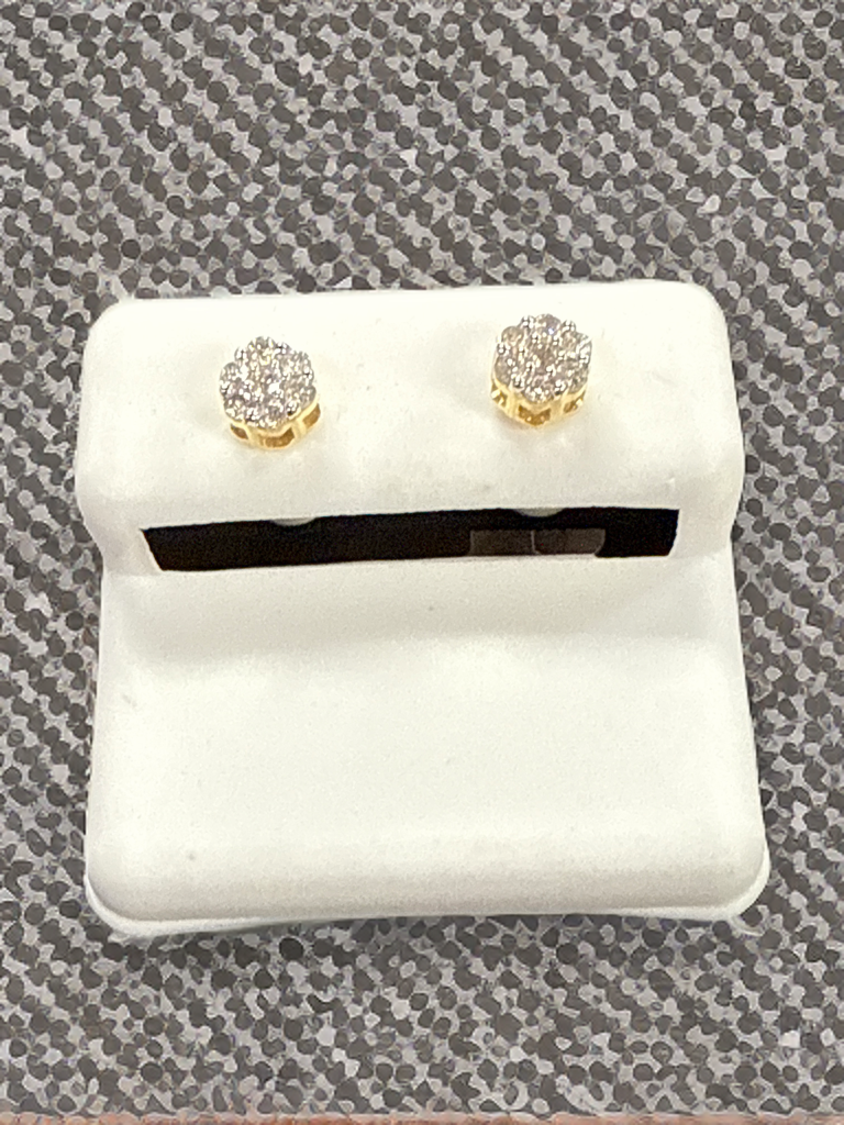 10k Gold Diamond Earrings (6mm Flower Set)