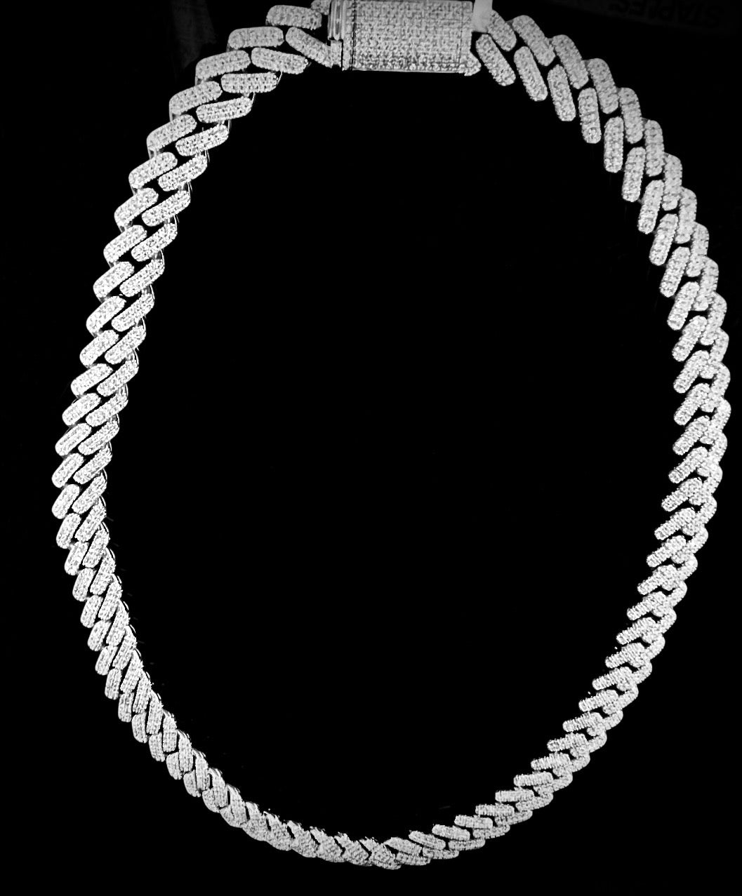 10k White Gold diamond Cuban link necklace