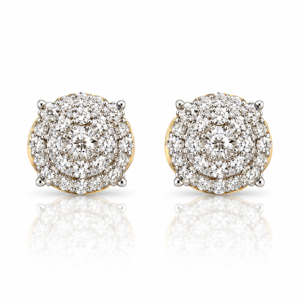 10k Gold Natural Diamond Pave Cluster Stud Earrings