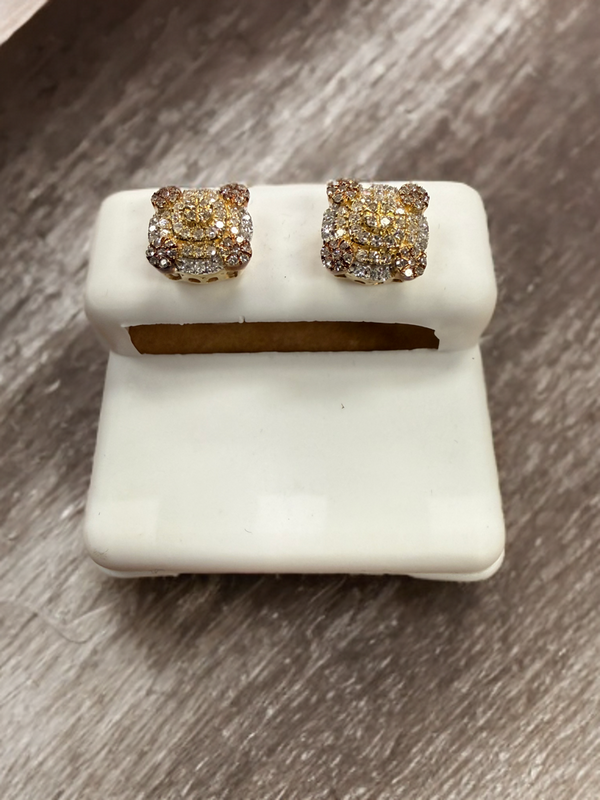 10k Gold Tri Color Diamond Earrings