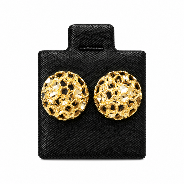 10K Yellow Gold Diamond-Cut Nugget Stud Earrings