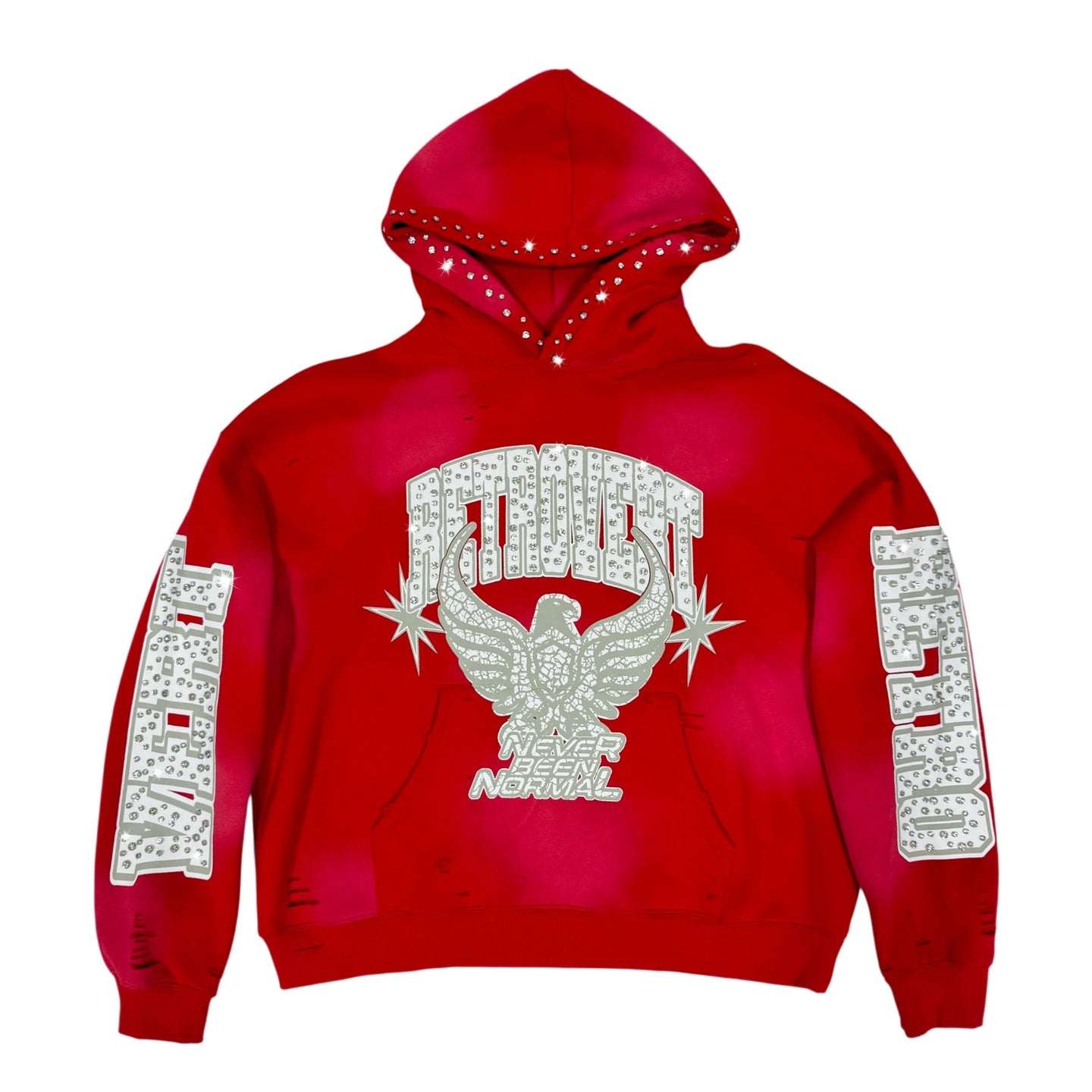 RHINESTONE STAR EAGLE HOODIE RED