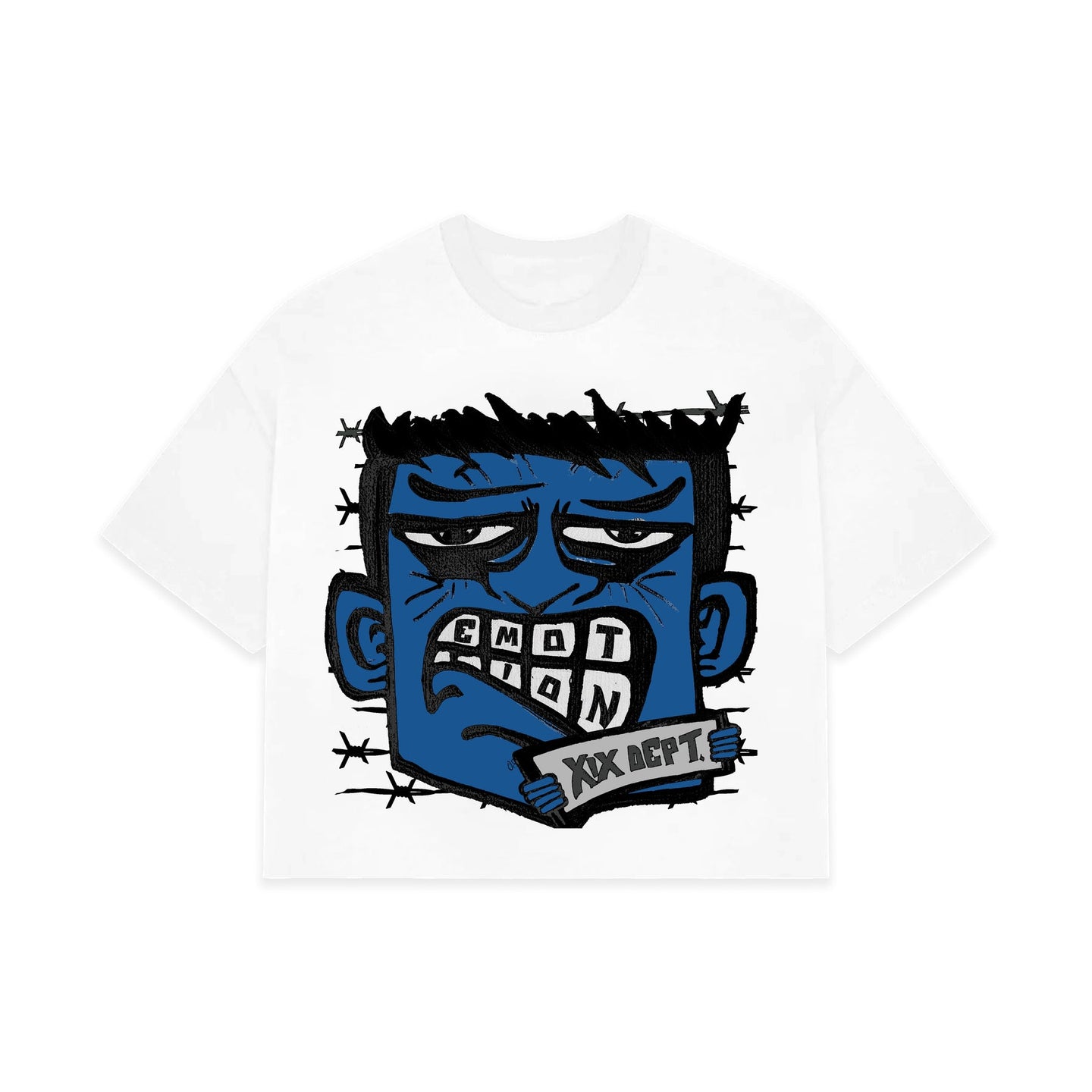 Blue “Monster” Cropped Tee