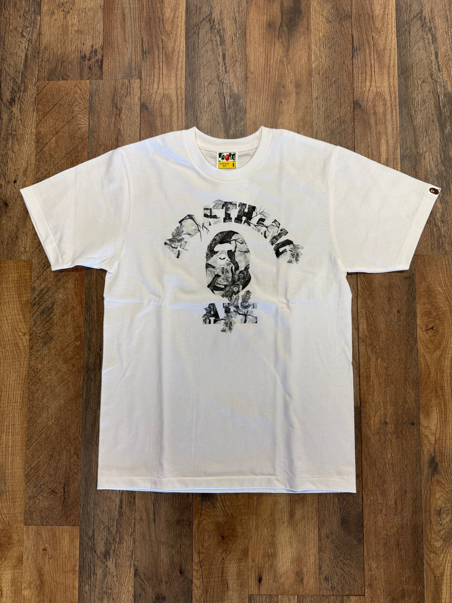 BAPE MENS TREE EDGE CAMO COLLEGE T-SHIRT(Black Camo)
