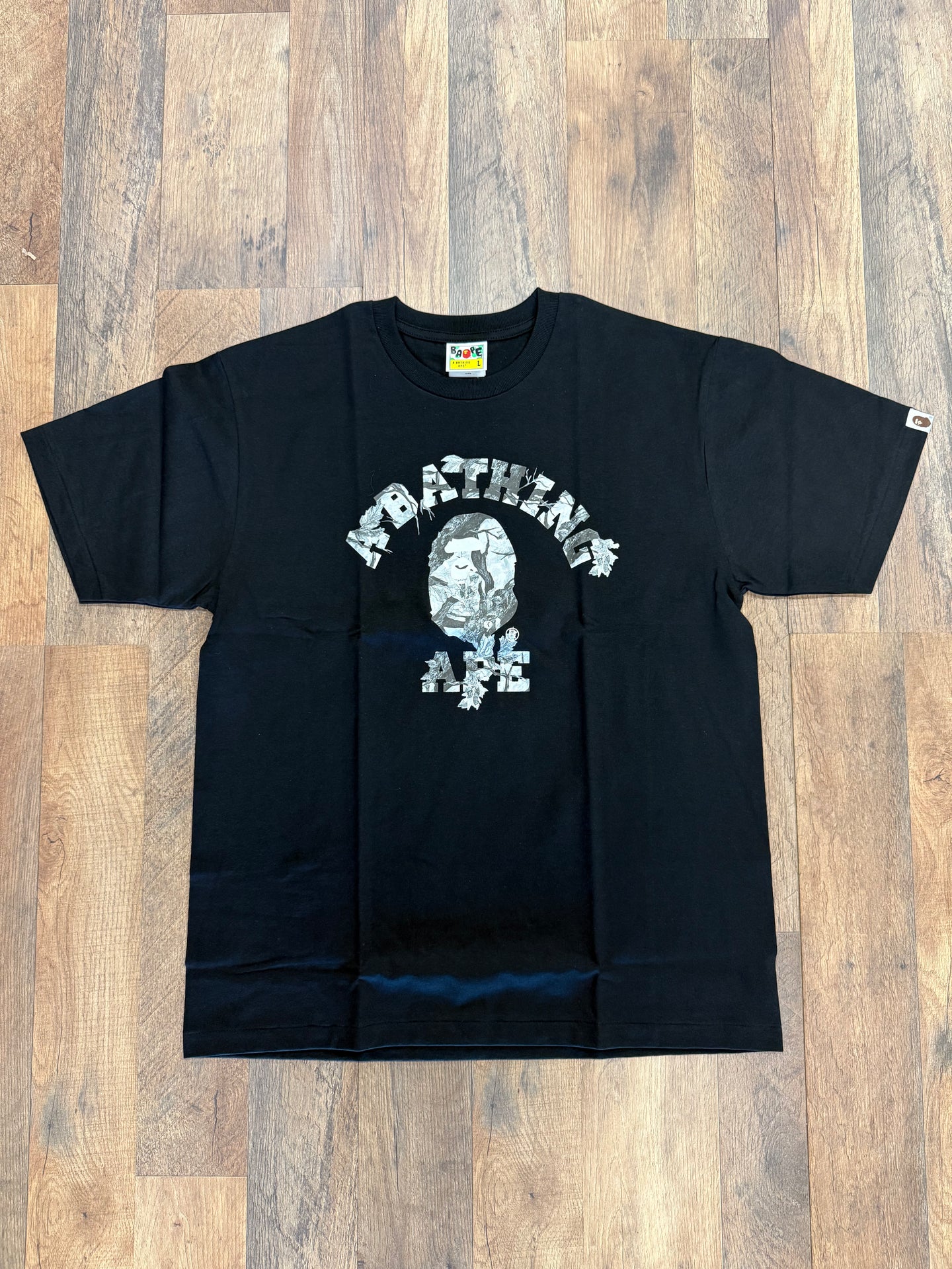 BAPE MENS TREE EDGE CAMO COLLEGE T-SHIRT(Black Camo)