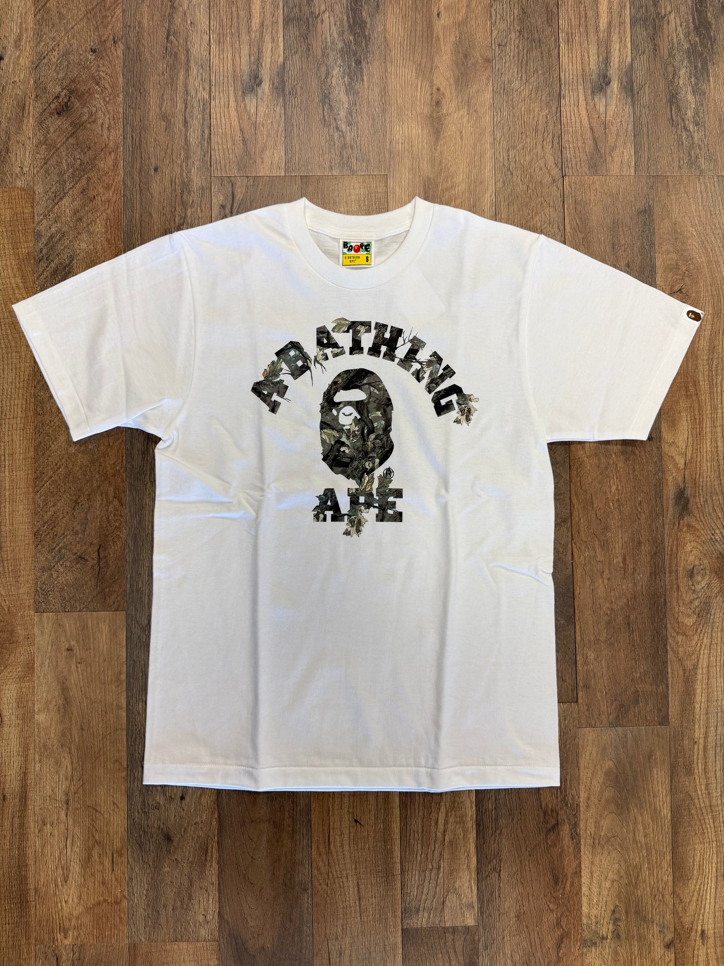 BAPE MENS TREE EDGE CAMO COLLEGE T-SHIRT(Green Camo)