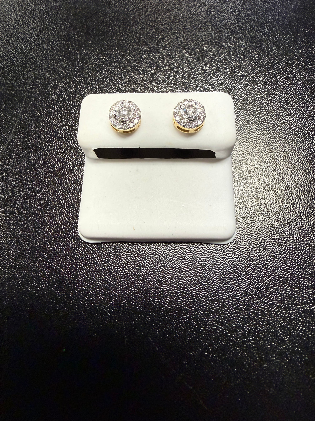 10k Gold Diamond Cluster Halo Stud Earrings