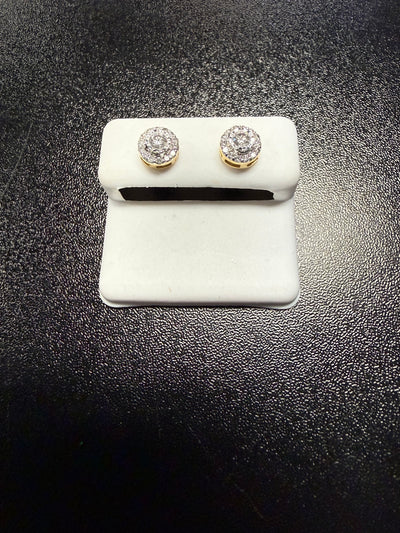 10k Gold Diamond Cluster Halo Stud Earrings