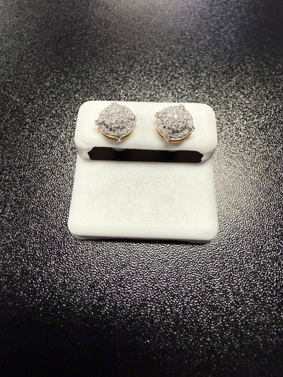 10k Gold Diamond Pave Cluster Stud Earrings