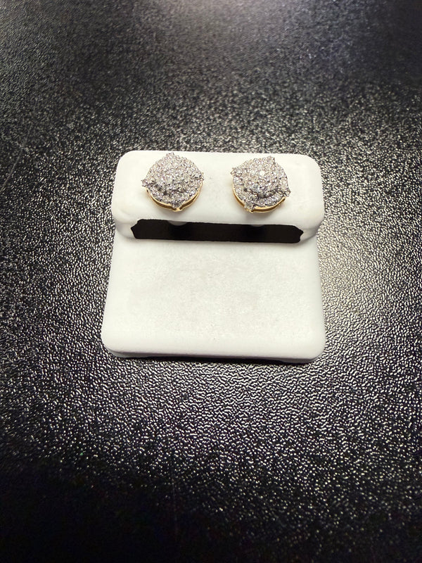 10k Gold Diamond Pave Cluster Stud Earrings