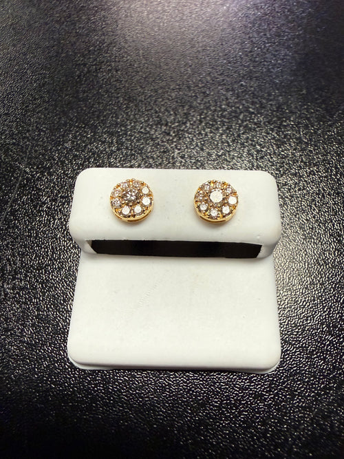 10k Gold Diamond Flower Cluster Stud Earrings