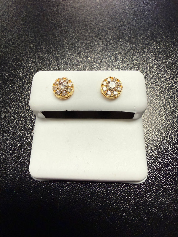 10k Gold Diamond Daisy Cluster Stud Earrings