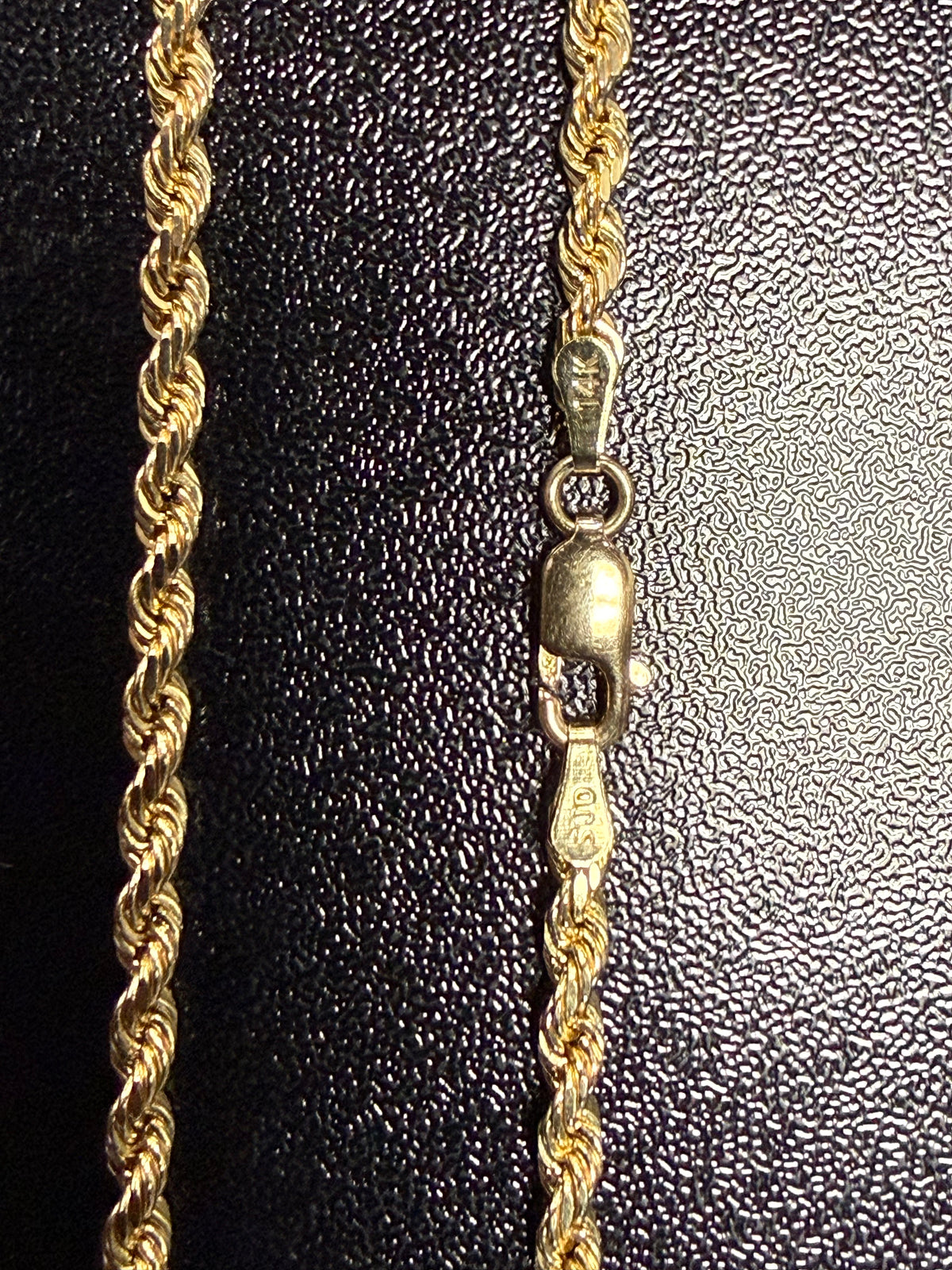 Solid 14k Yellow Gold 3mm Rope Chain