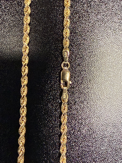 Solid 14k Gold 3mm Rope Chain