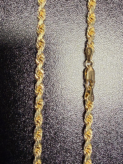 Solid 14k Yellow Gold 4mm Rope Chain