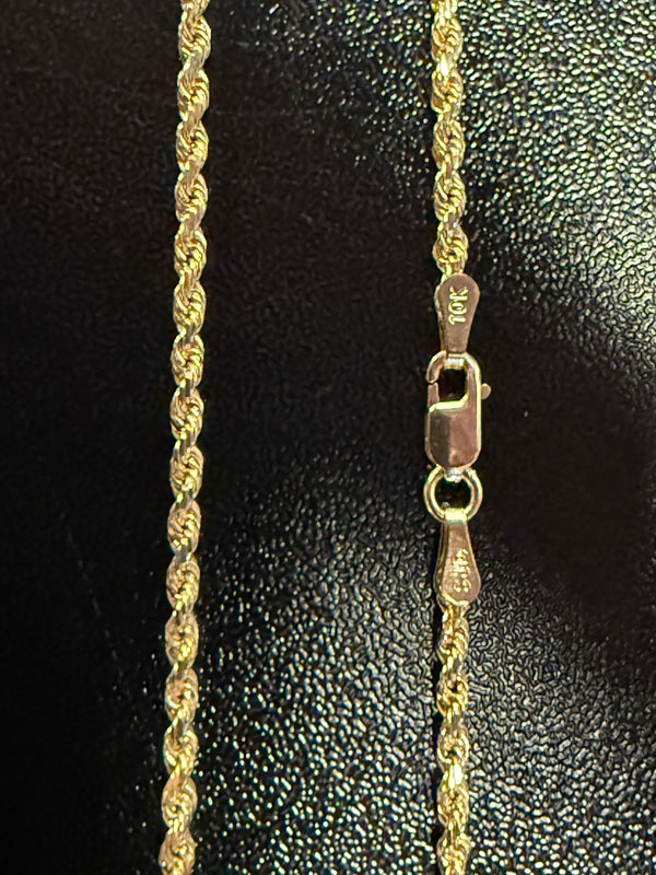 10k Solid Gold 2mm Rope Chain