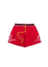 Load image into Gallery viewer, KNITTED SCRIPT SHORTS - RED
