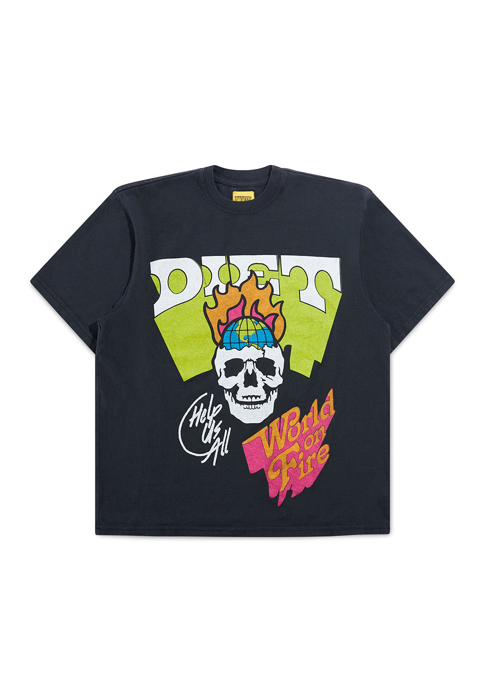 WORLD ON FIRE TEE - VINTAGE BLACK