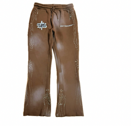 INFINITY RHINESTONE PANTS - BROWN